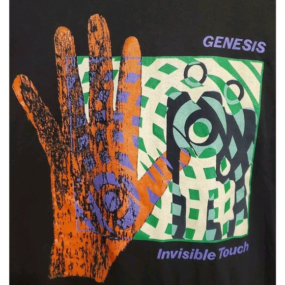 Vintage GENESIS T Shirt 1987 Invisible Touch tour concert 50/50 Size Large - Picture 4 of 10